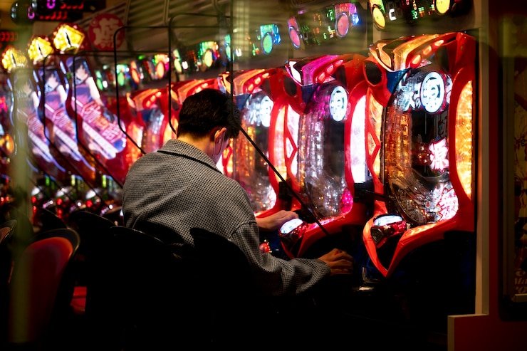 Pengguna membaca syarat bonus di ponsel